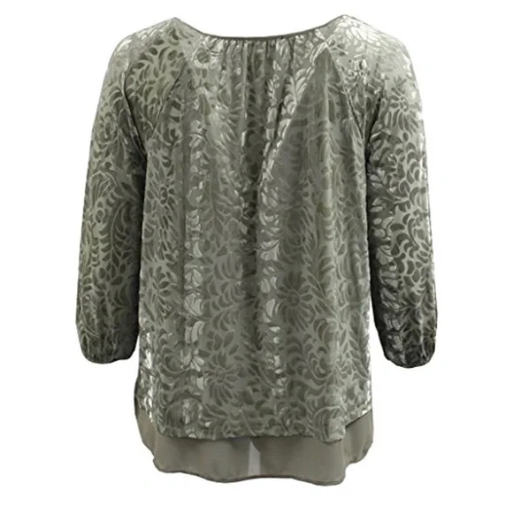 Simply Elegant Women Stylish Embossed Velvet Floral Leaves Design Blouse… - Picture 2 of 11